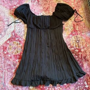 black mini dress with cute bow back